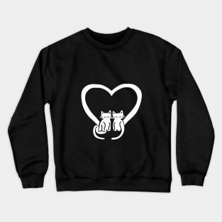 Cats in Love, 2 cats with heart, lovable and cuddly for any cat lover Crewneck Sweatshirt